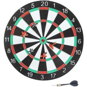 Dartboard Game Set 6 darts 2 Sided Board 15in Indoor Outdoor Game Gift Idea